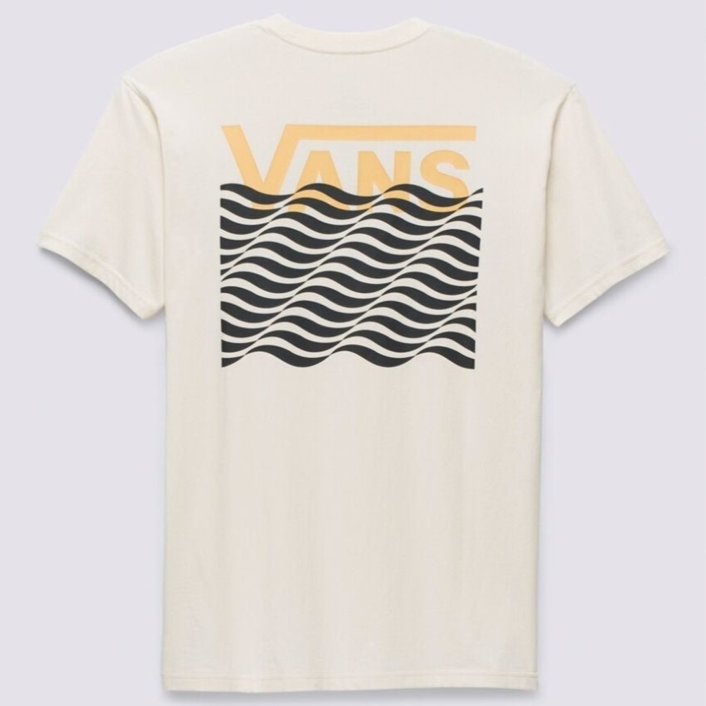 Vans White Tee with Black and Yellow Graphic, Mens Large 100% Cotton
